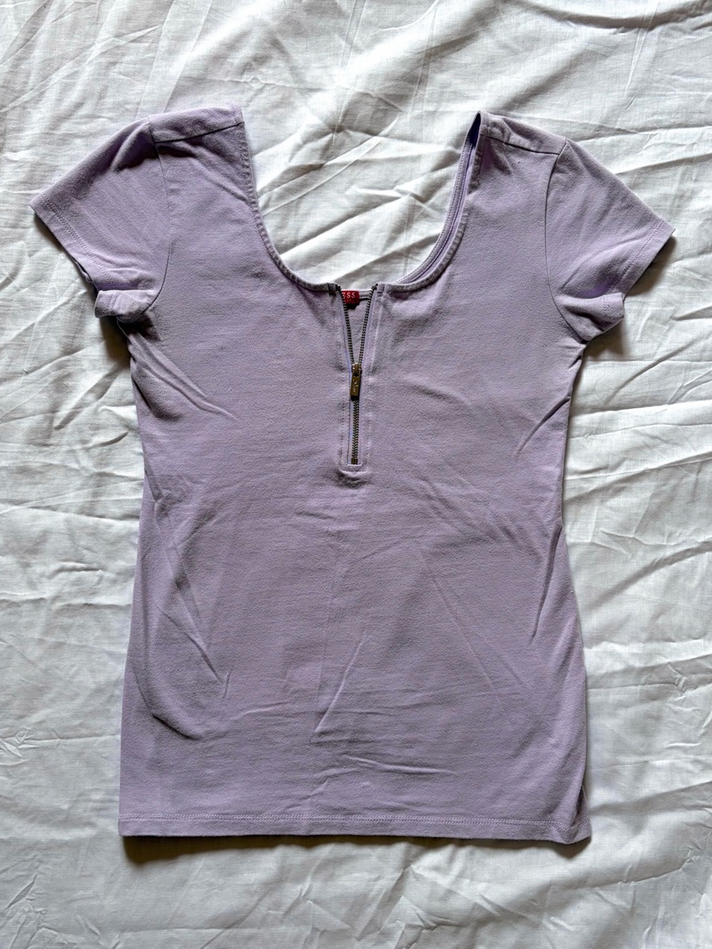 Scoop Neck Fitted Zip Up Top